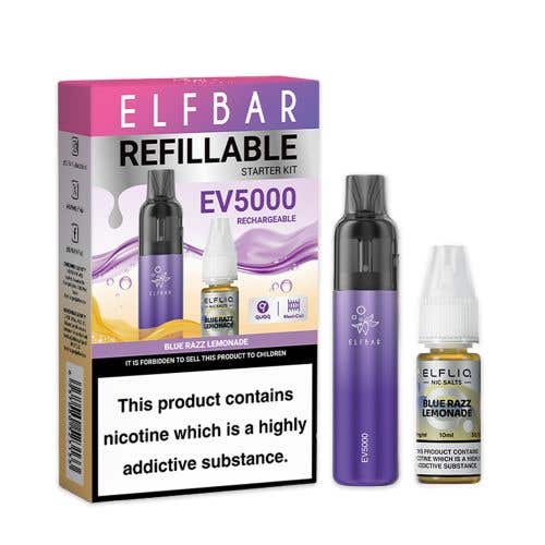 Elf Bar EV5000 Refillable Rechargeable Disposable Pod Kit - Blue Razz Lemonade