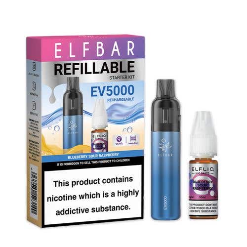 Elf Bar EV5000 Refillable Rechargeable Disposable Pod Kit - Blueberry Sour Raspberry