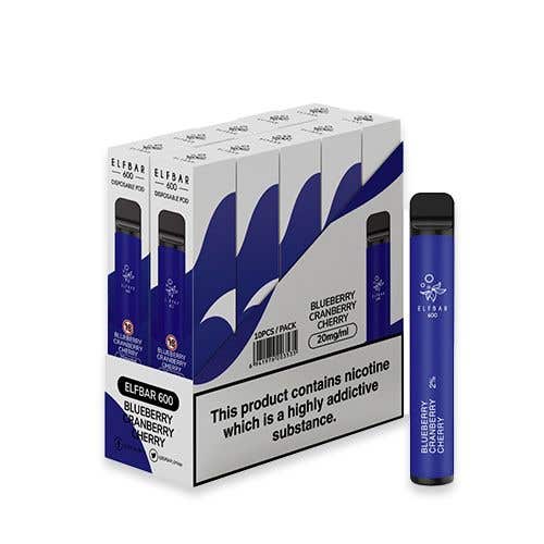 Elf Bar 600 Disposable Kit 10 x Multipack - 20mg - Blueberry Cranberry Cherry