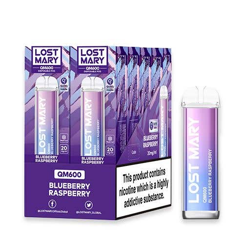 Lost Mary QM600 Disposable Vape Kit 10 Pack - Blueberry Raspberry