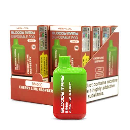 Bloody Mary BM600 Disposable Vape Kit 10 x Multipack - 20mg - Cherry Lime Raspberry