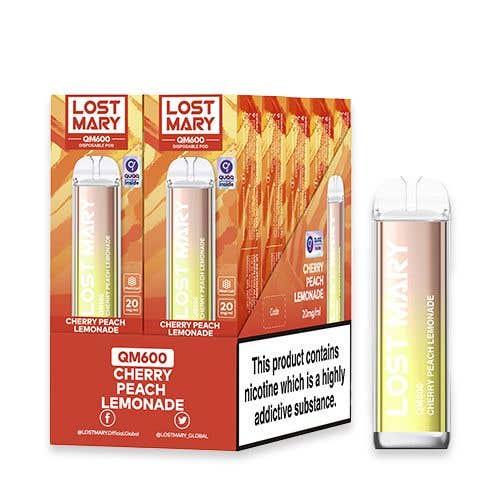 Lost Mary QM600 Disposable Vape Kit 10 Pack - Cherry Peach Lemonade