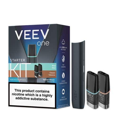 VEEV One Vape Starter Kit - Velvet Black with Blue Mint & Classic Tobacco