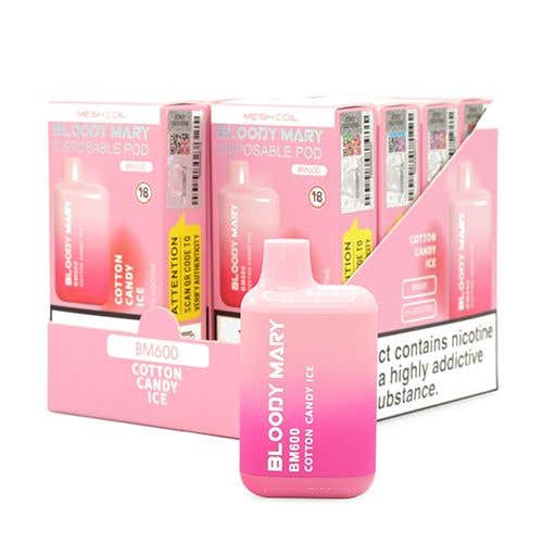 Bloody Mary BM600 Disposable Vape Kit 10 x Multipack - Cotton Candy Ice