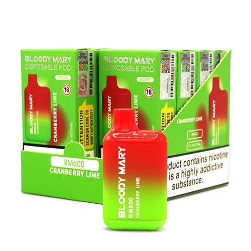 Bloody Mary BM600 Disposable Vape Kit 10 x Multipack - 20mg - Cranberry Lime