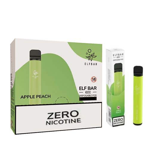 Elf Bar 600 Nicotine-Free (0mg) — 10 x Disposable Vape Multipack - Apple Peach