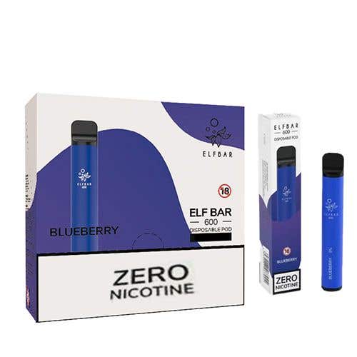 Elf Bar 600 Nicotine-Free (0mg) — 10 x Disposable Vape Multipack - Blueberry