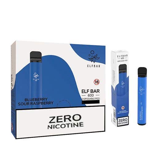 Elf Bar 600 Nicotine-Free (0mg) — 10 x Disposable Vape Multipack - Blueberry Sour Raspberry