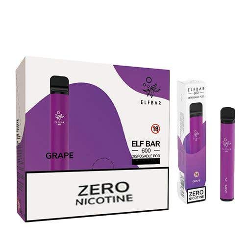 Elf Bar 600 Nicotine-Free (0mg) — 10 x Disposable Vape Multipack - Grape
