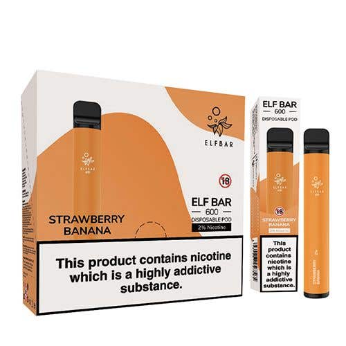 Elf Bar 600 Kit 10 x Disposable Vape Multipack - Strawberry Banana