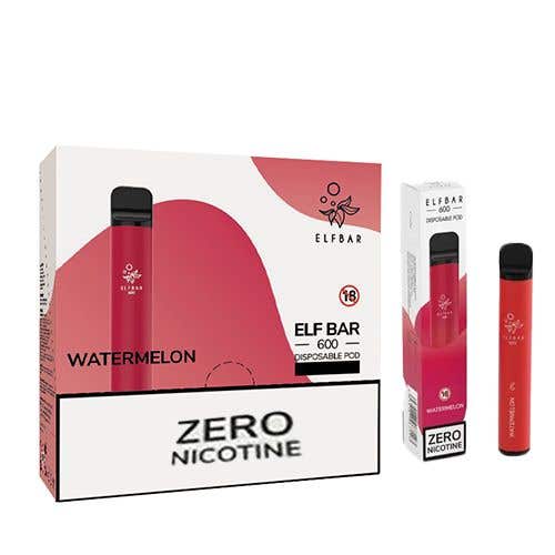 Elf Bar 600 Nicotine-Free (0mg) — 10 x Disposable Vape Multipack - Watermelon
