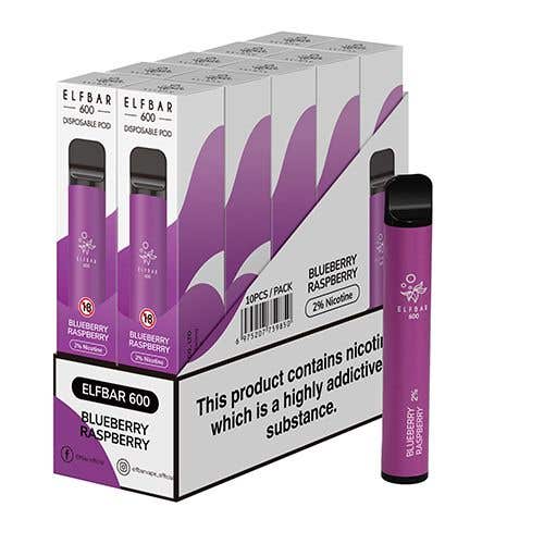 Elf Bar 600 Kit 10 x Disposable Vape Multipack 2% - Blueberry Raspberry