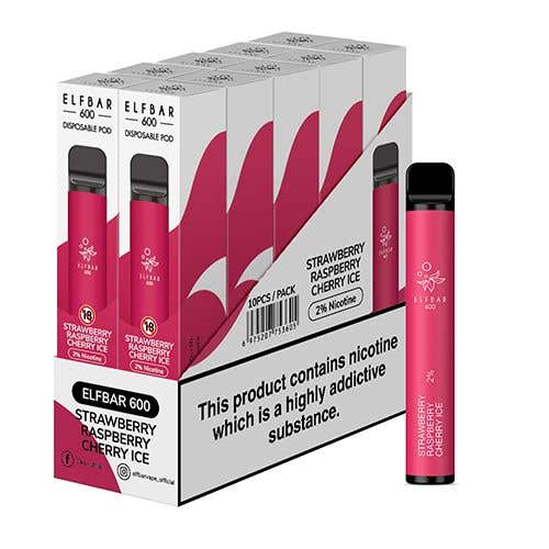 Elf Bar 600 Kit 10 x Disposable Vape Multipack 2% - Strawberry Raspberry Cherry Ice