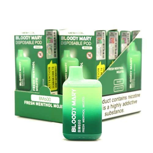Bloody Mary BM600 Disposable Vape Kit 10 x Multipack - Fresh Menthol Mojito