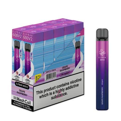 Elf Bar 600 V2 Disposable Kit 10 x Multipack 2% - Grape Raspberry