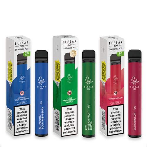 Elf Bar 600 Disposable Kit Group. Available from just £4 per bar