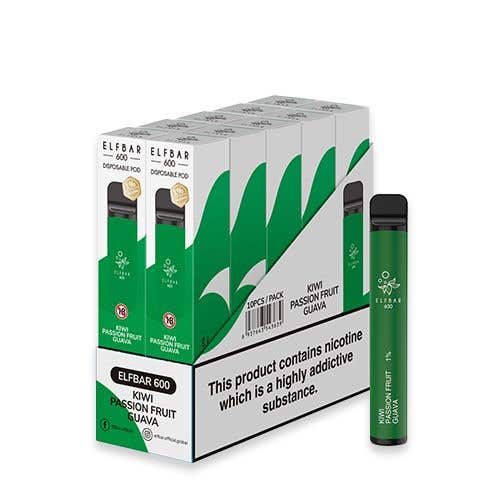 Elf Bar 600 Disposable Kit 10 x Multipack - Kiwi Passion Fruit Guava