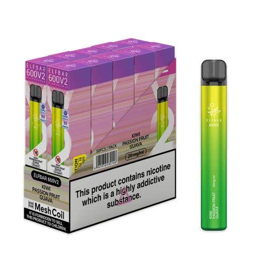 Elf Bar 600 V2 Disposable Kit 10 x Multipack 2% - Kiwi Passion Fruit Guava