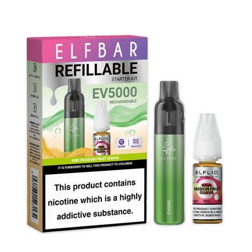Elf Bar EV5000 Refillable Rechargeable Disposable Pod Kit - Kiwi Passion Fruit Guava