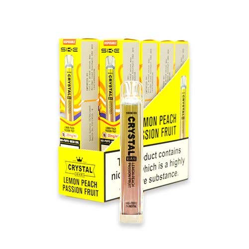 SKE Crystal Bar Disposable Vape Kit 10 x Multipack - Lemon Peach Passion Fruit