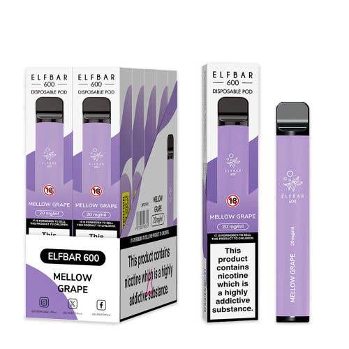 Elf Bar 600 Disposable Vape Kit 10 x Multipack - 20mg - Mellow Grape