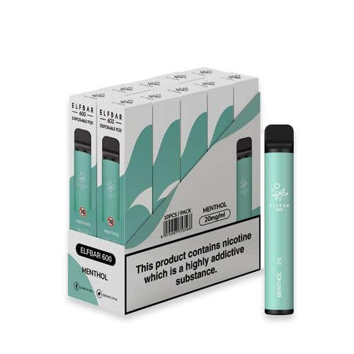 Elf Bar 600 Disposable Vape Kit - 10 x Multipack - Menthol 20 mg
