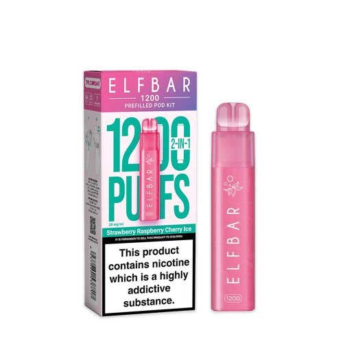 Elf Bar 1200 Prefilled Pod Kit - Strawberry Raspberry Cherry Ice