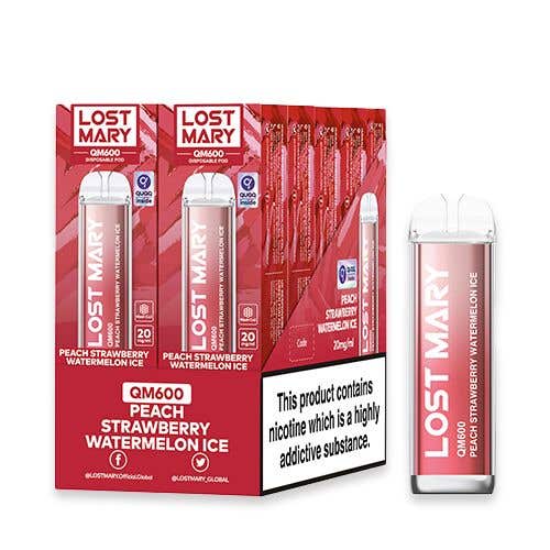 Lost Mary QM600 Disposable Vape Kit 10 Pack - Peach Strawberry Watermelon Ice