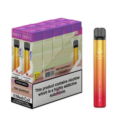Elf Bar 600 V2 Disposable Kit 10 x Multipack 2% - Pink Grapefruit