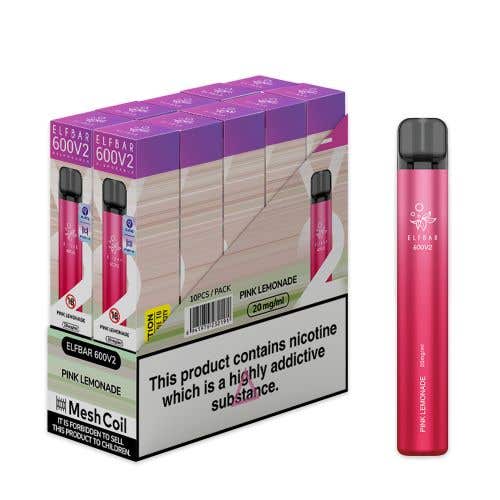 Elf Bar 600 V2 Disposable Kit 10 x Multipack 2% - Pink Lemonade
