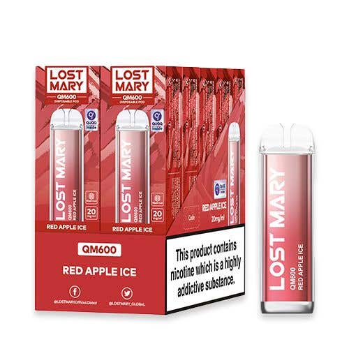 Lost Mary QM600 Disposable Vape Kit 10 Pack - Red Apple Ice