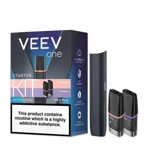 VEEV One Vape Starter Kit - Velvet Black with Watermelon & Blueberry