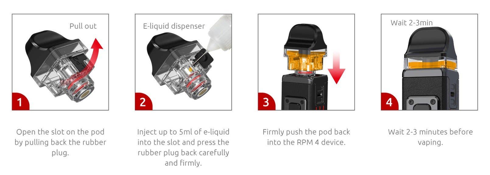 Open the slot on the pod by pulling back the rubber plug.