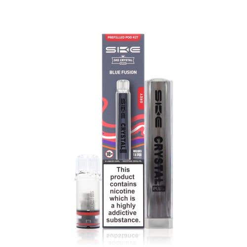SKE Crystal Plus Prefilled Pod Vape Starter Kit - Grey with Blue Fusion