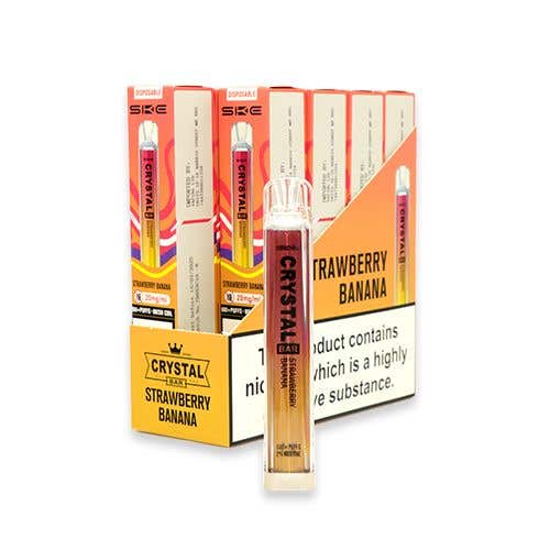 SKE Crystal Bar Disposable Vape Kit 10 x Multipack - Strawberry Banana