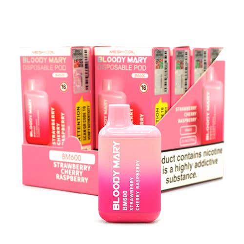 Bloody Mary BM600 Disposable Vape Kit 10 x Multipack - 20mg - Strawberry Cherry Raspberry