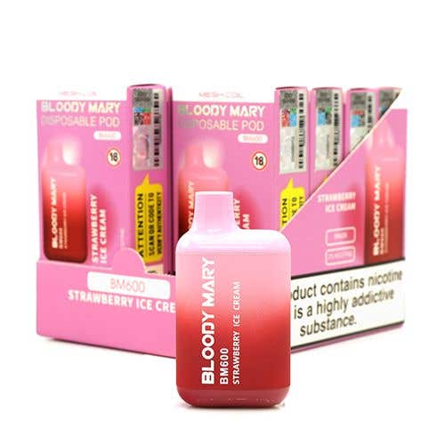 Bloody Mary BM600 Disposable Vape Kit 10 x Multipack - Strawberry Ice Cream