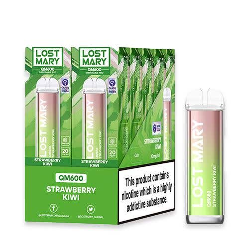 Lost Mary QM600 Disposable Vape Kit 10 Pack - Strawberry Kiwi