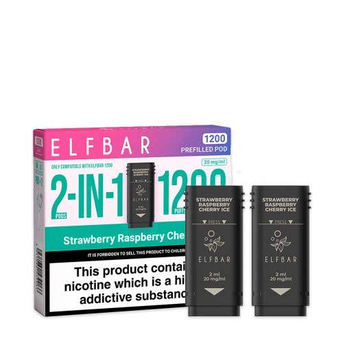 Elf Bar 1200 Prefilled Pods - Strawberry Raspberry Cherry Ice