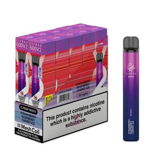 Elf Bar 600 V2 Disposable Kit 10 x Multipack 2% - Strawberry Raspberry Cherry Ice