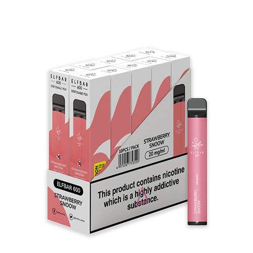 Elf Bar 600 Disposable Kit 10 x Multipack - 20mg - Strawberry Ice Cream - Strawberry Snoow