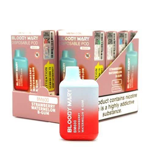 Bloody Mary BM600 Disposable Vape Kit 10 x Multipack - 20mg - Strawberry Watermelon B-Gum