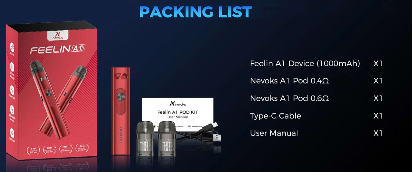 Nevoks Feelin A1 Pod Vape Kit - What's in the Box?