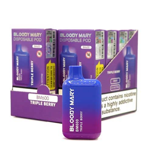 Bloody Mary BM600 Disposable Vape Kit 10 x Multipack - 20mg - Triple Berry