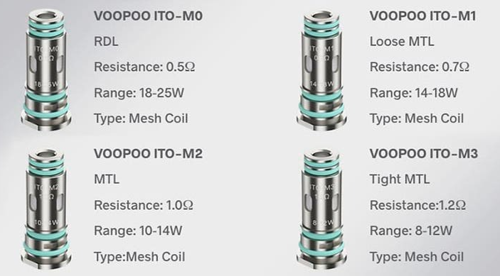 VooPoo ITO Coils - Multiple taste and MTL flavours