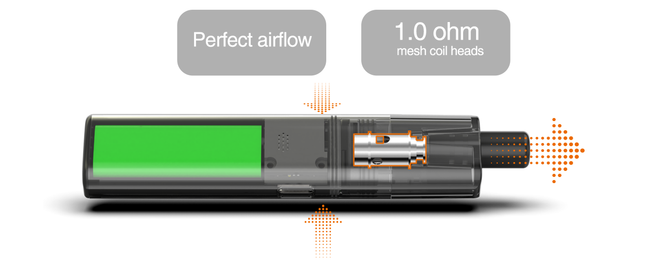 Aspire Vilter Pod Kit Perfect airflow, 1.0 ohm mesh coil heads