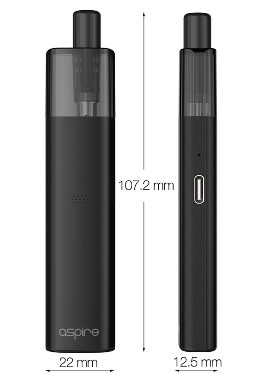 Aspire Vilter Pod Kit Dimensions are: 22 x 12.5 x 107.2 mm