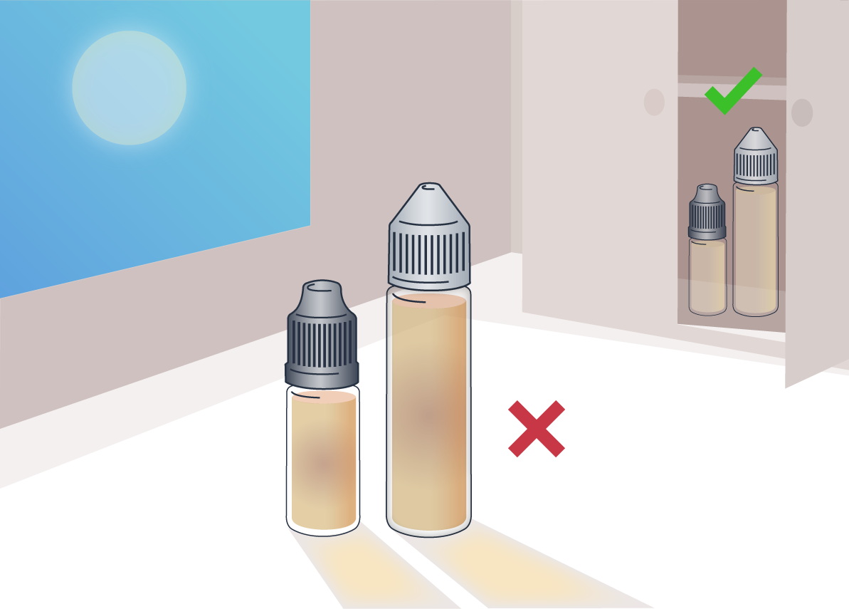 Image showing vape juice changing colour in direct sunlight