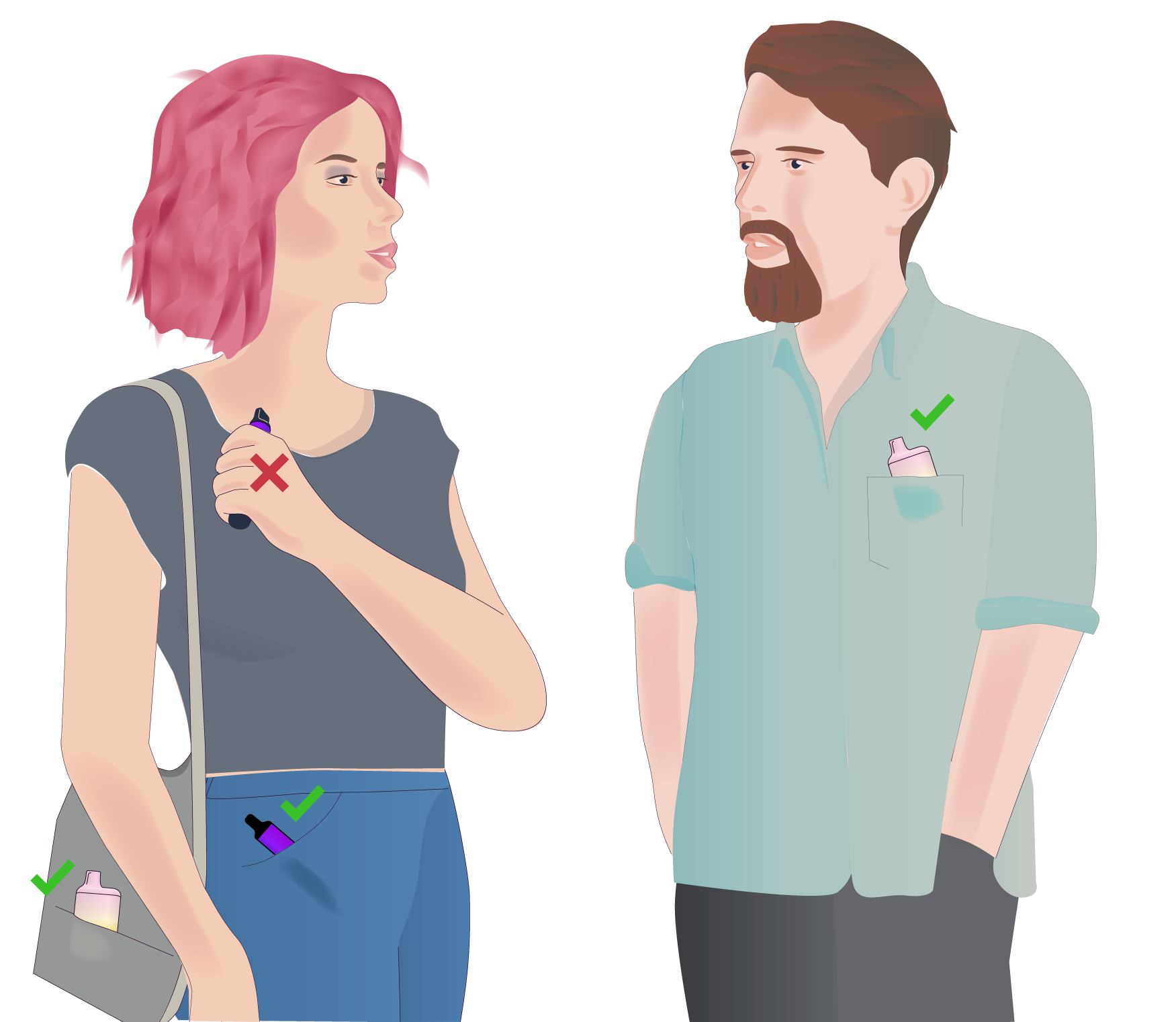 Man and woman socially vaping