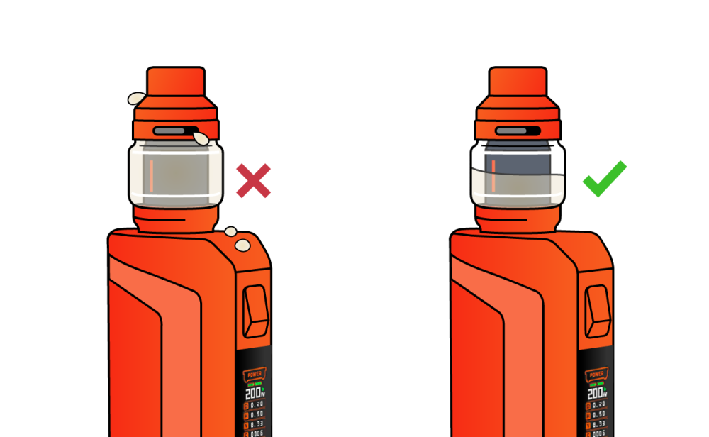 Image showing vape kit incorrectly overfilled with e-liquid